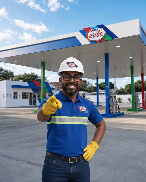 Colaborador de Gas Caribe en una estación de servicio
